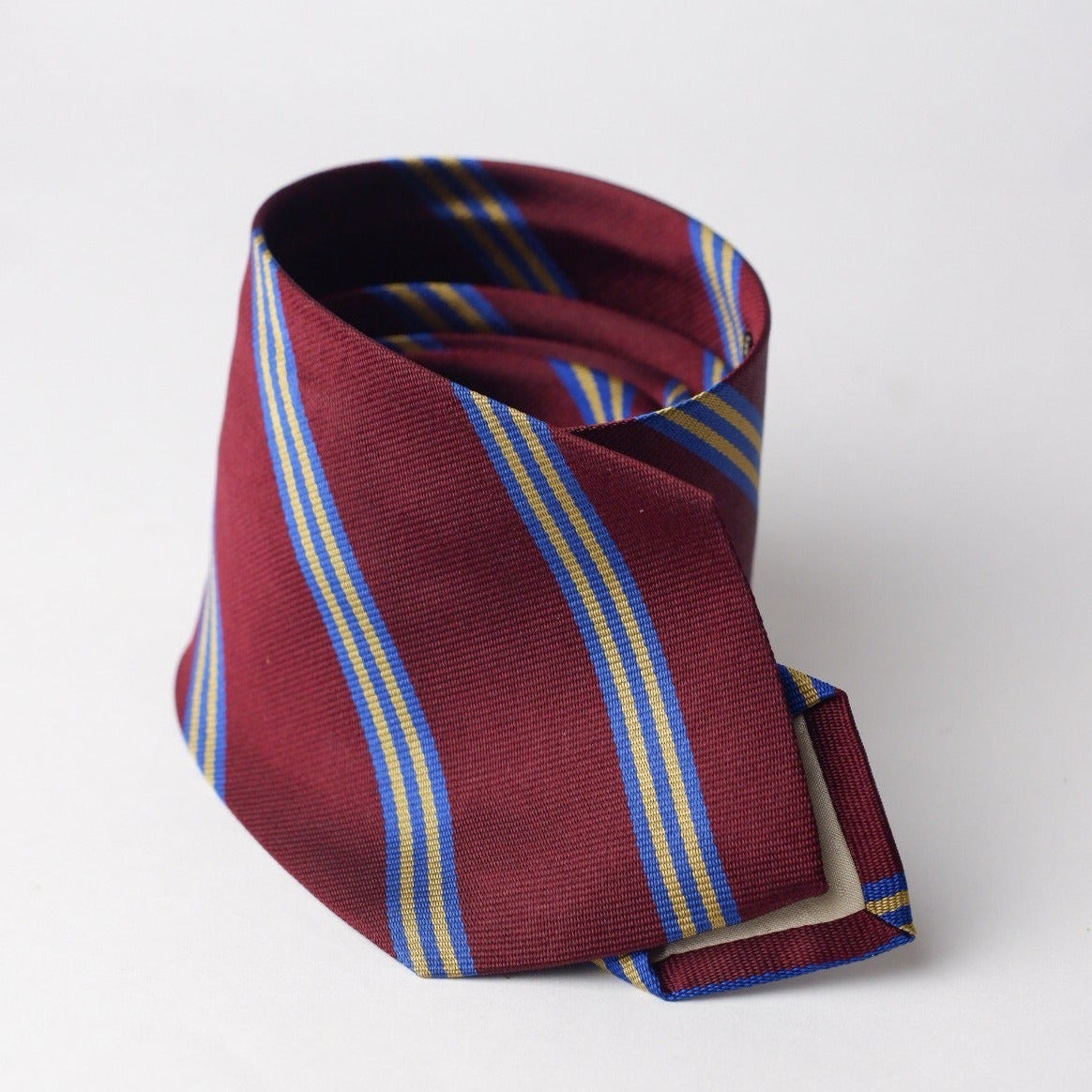 Yves Saint Laurent Red with Blue and Yellow Stripes Necktie