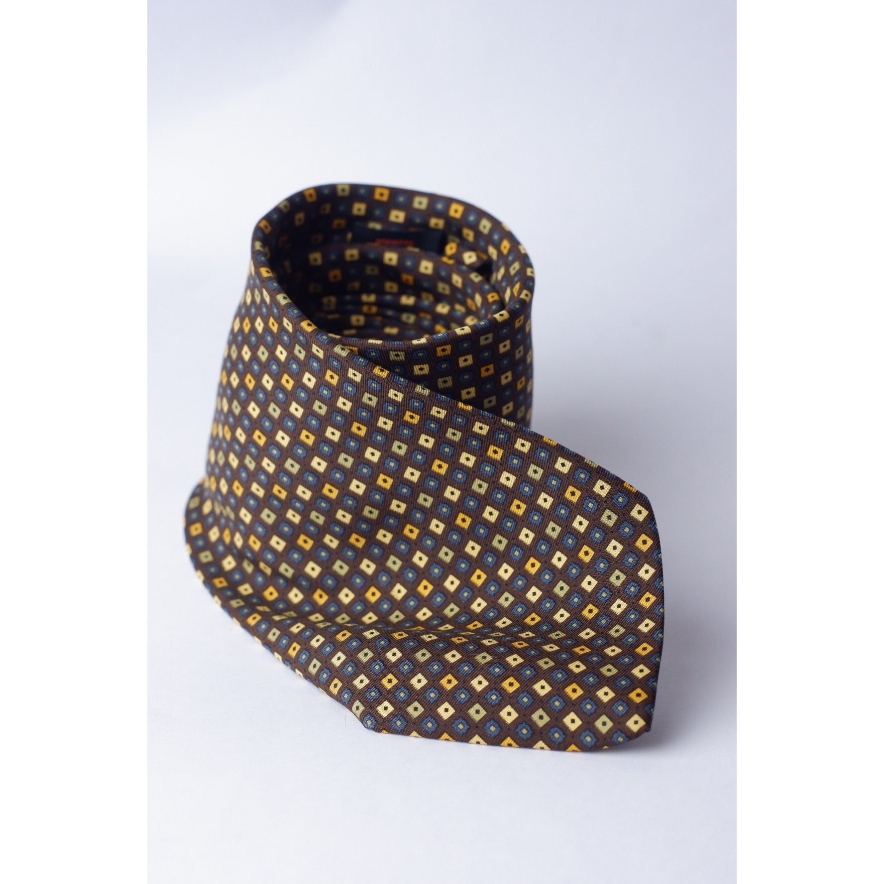 Balestra Brown with Yellow Pattern Printed Necktie