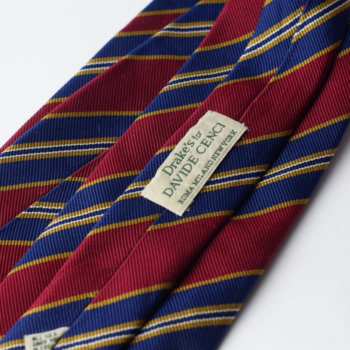 Drake's Red and Navy Repp Necktie