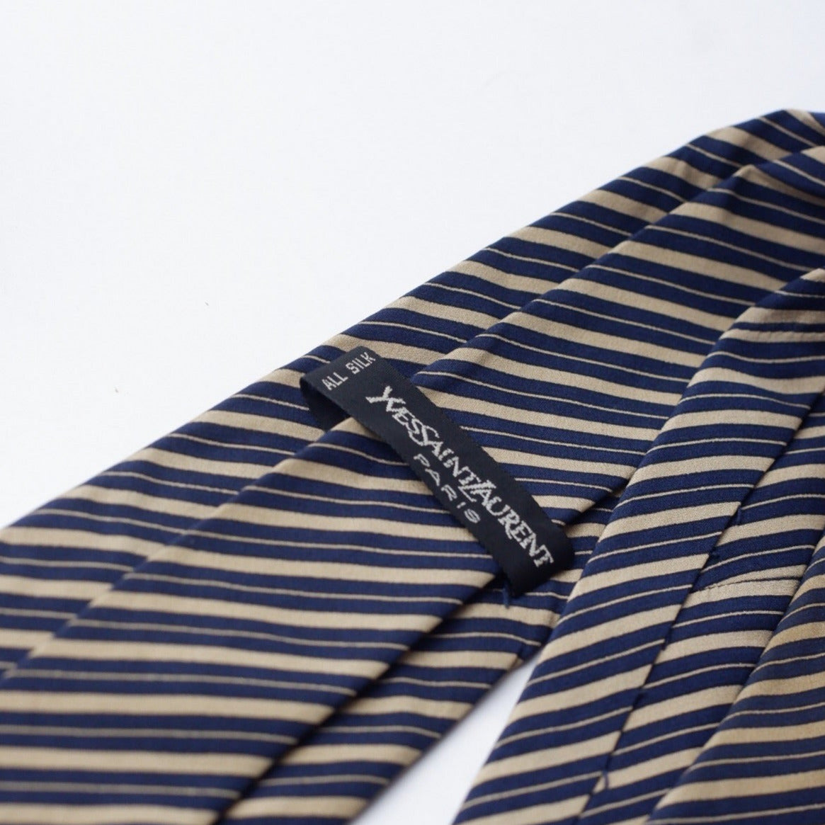 Yves Saint Laurent Navy and Gold Stripes Necktie