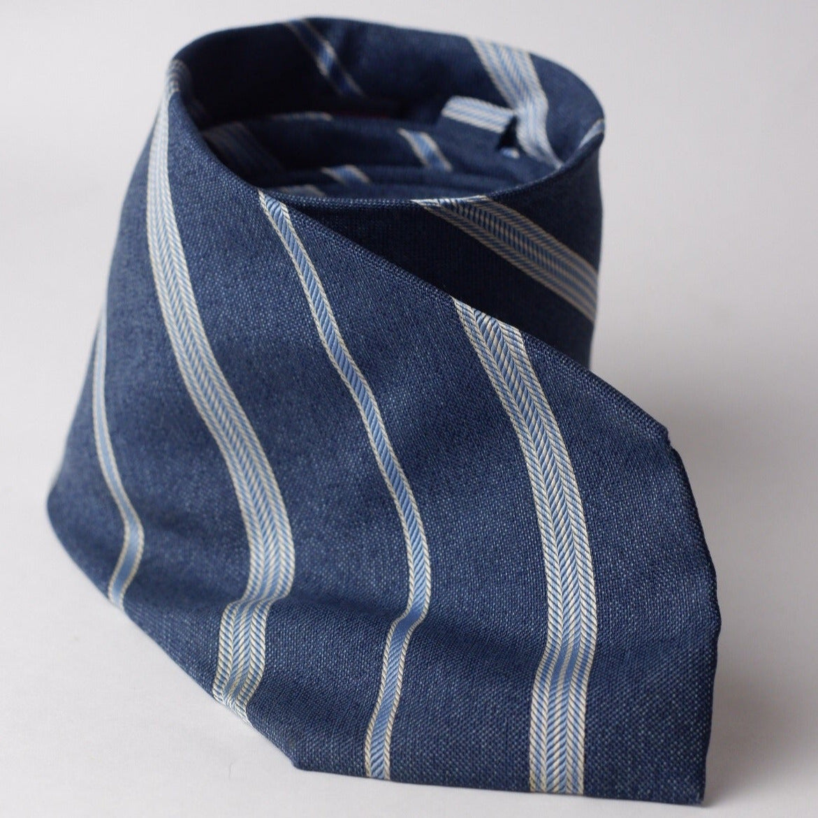 Les Copairs Navy with Silver Stripes Necktie