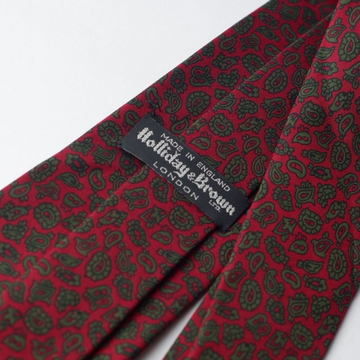 Holiday and Brown Red with Green Paisley Necktie