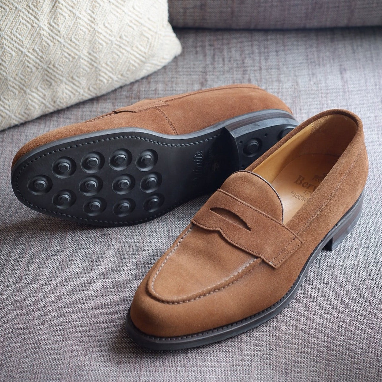 Berwick 1707 Penny Loafer in Snuff Suede and Dainite Soles