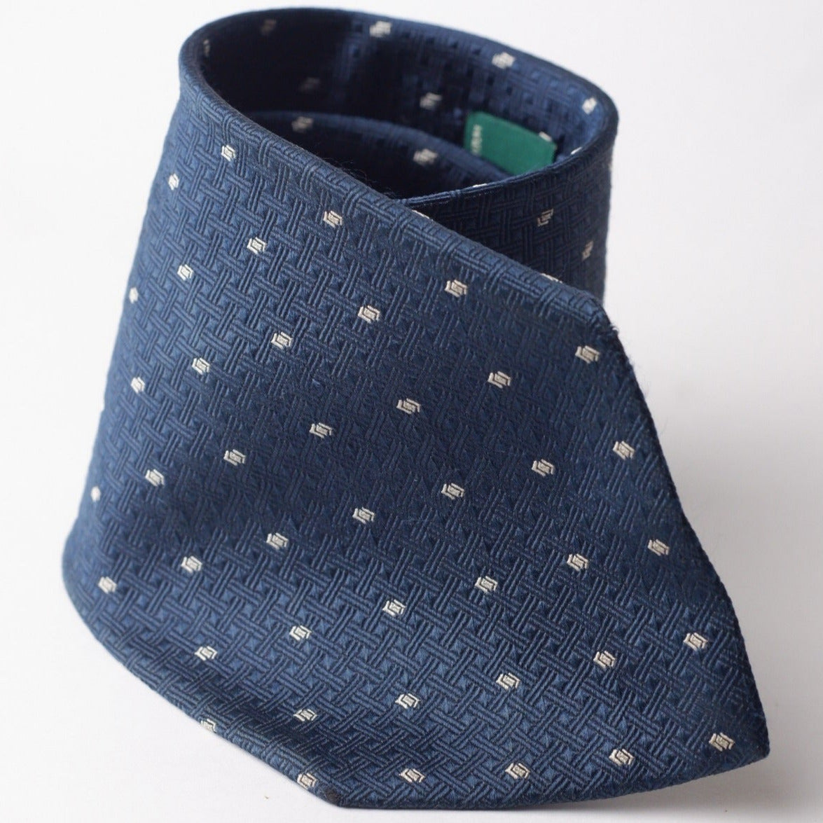 Andrew's Ties Navy with White Square Pattern Necktie