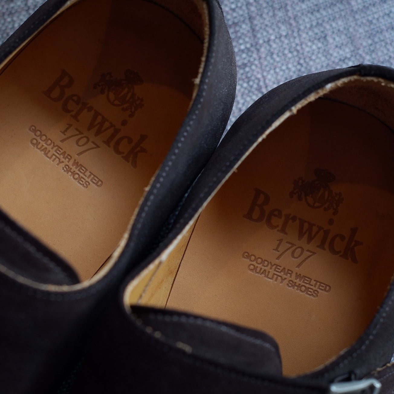 Berwick 1707 Double Monkstraps in Dark Brown Suede
