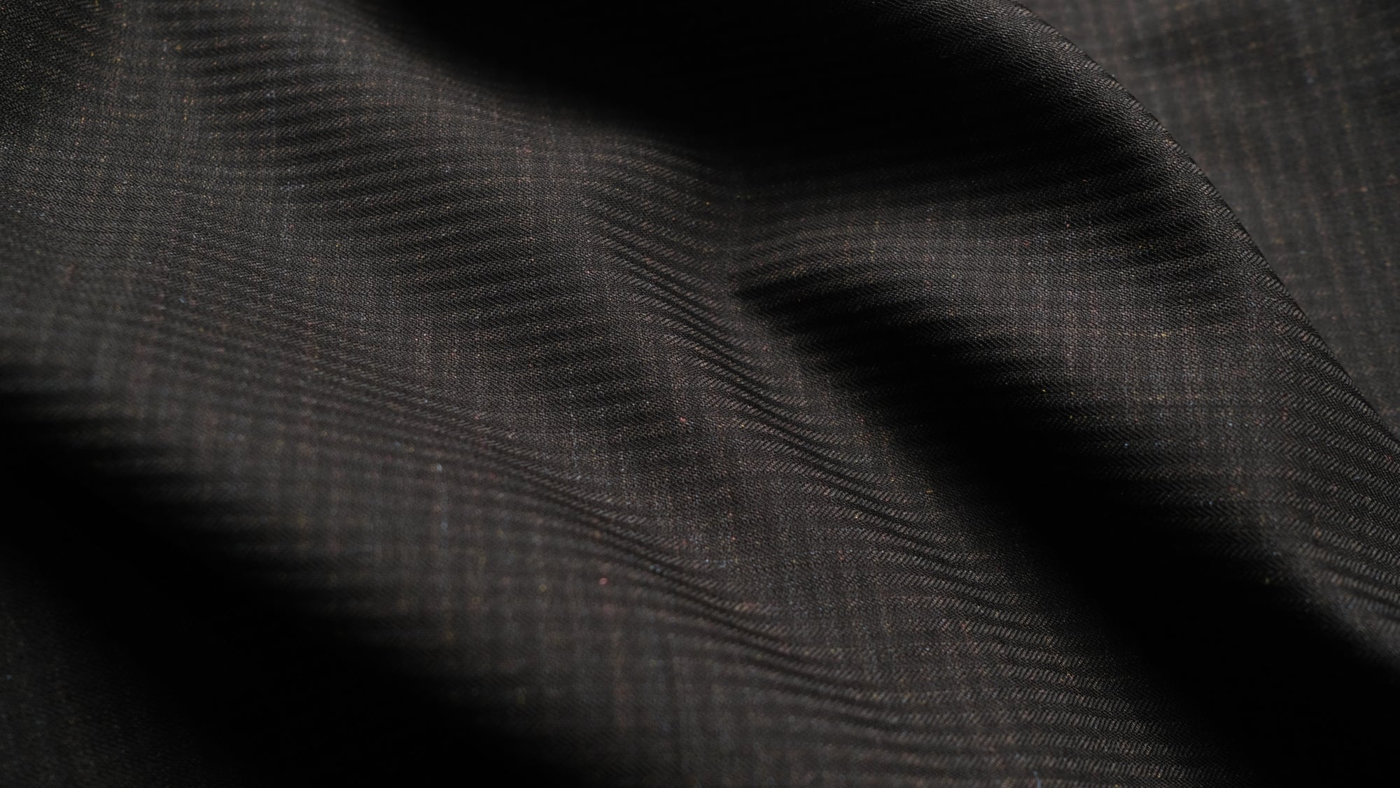 Black with Gold Microchecks Suiting Fabric