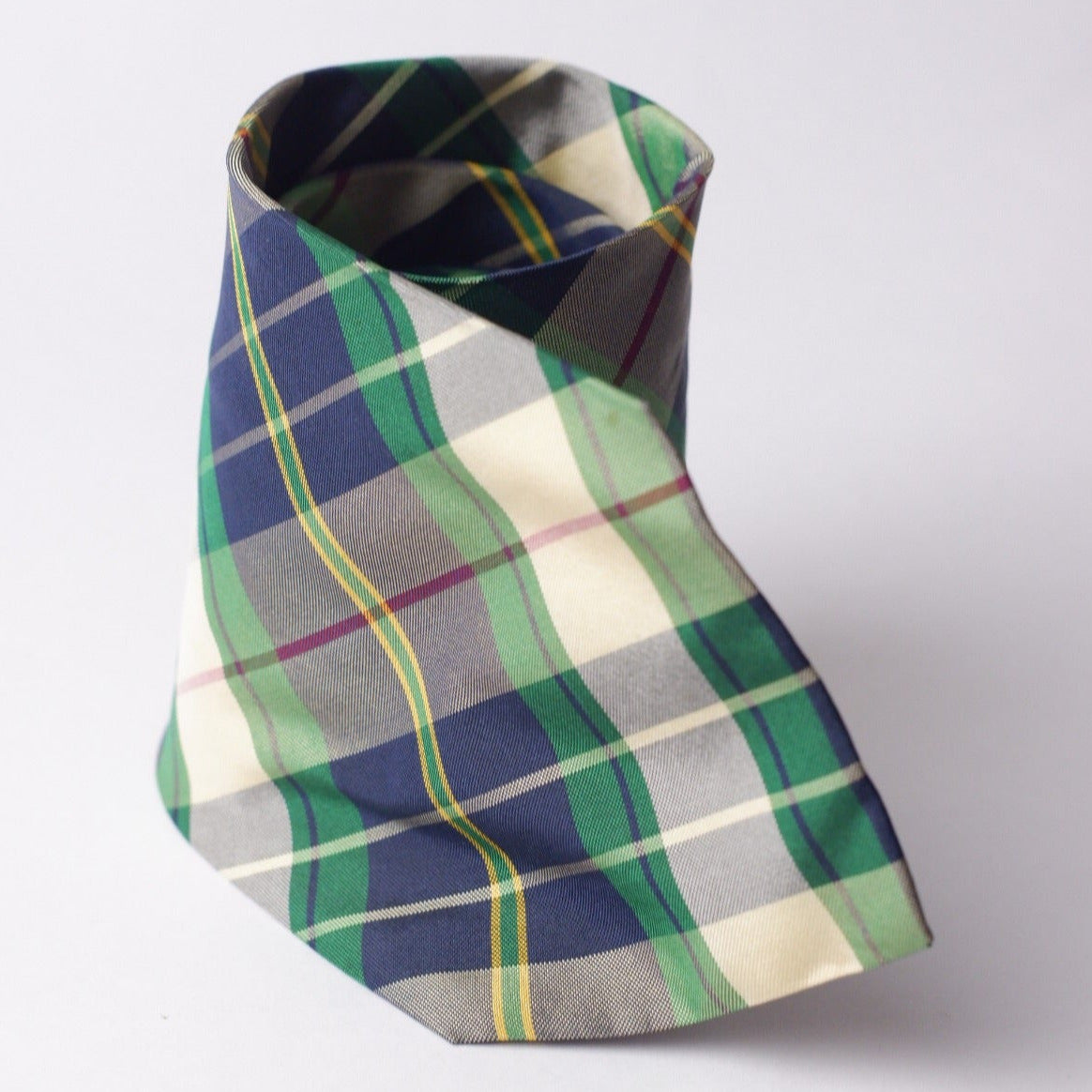 Ungaro Green, White and Blue Checked Necktie