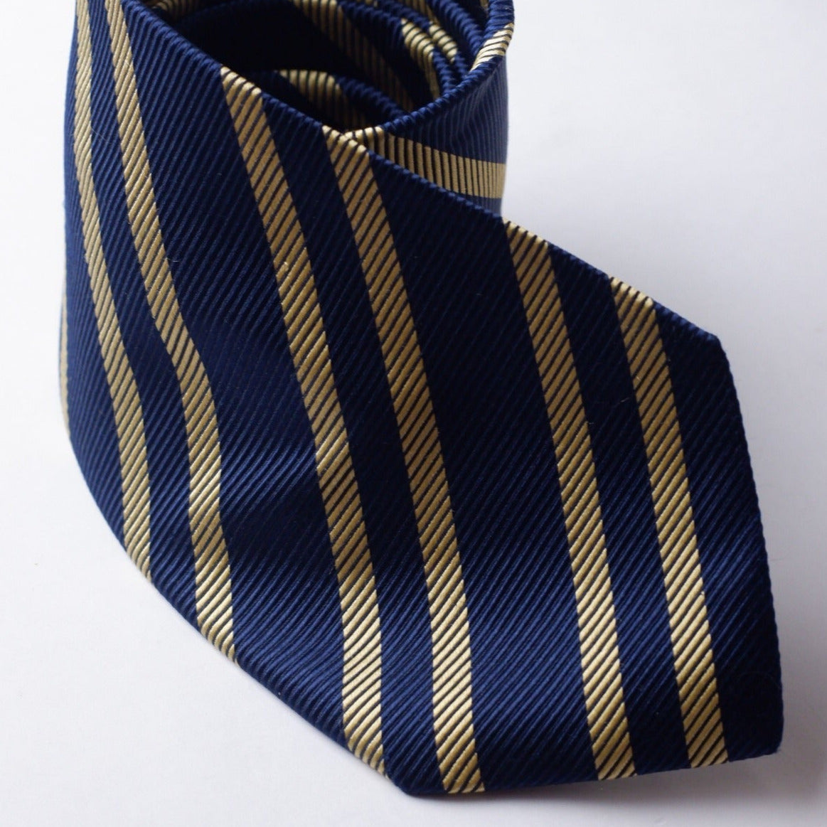 Lanolini Navy with Yellow Stripes Necktie