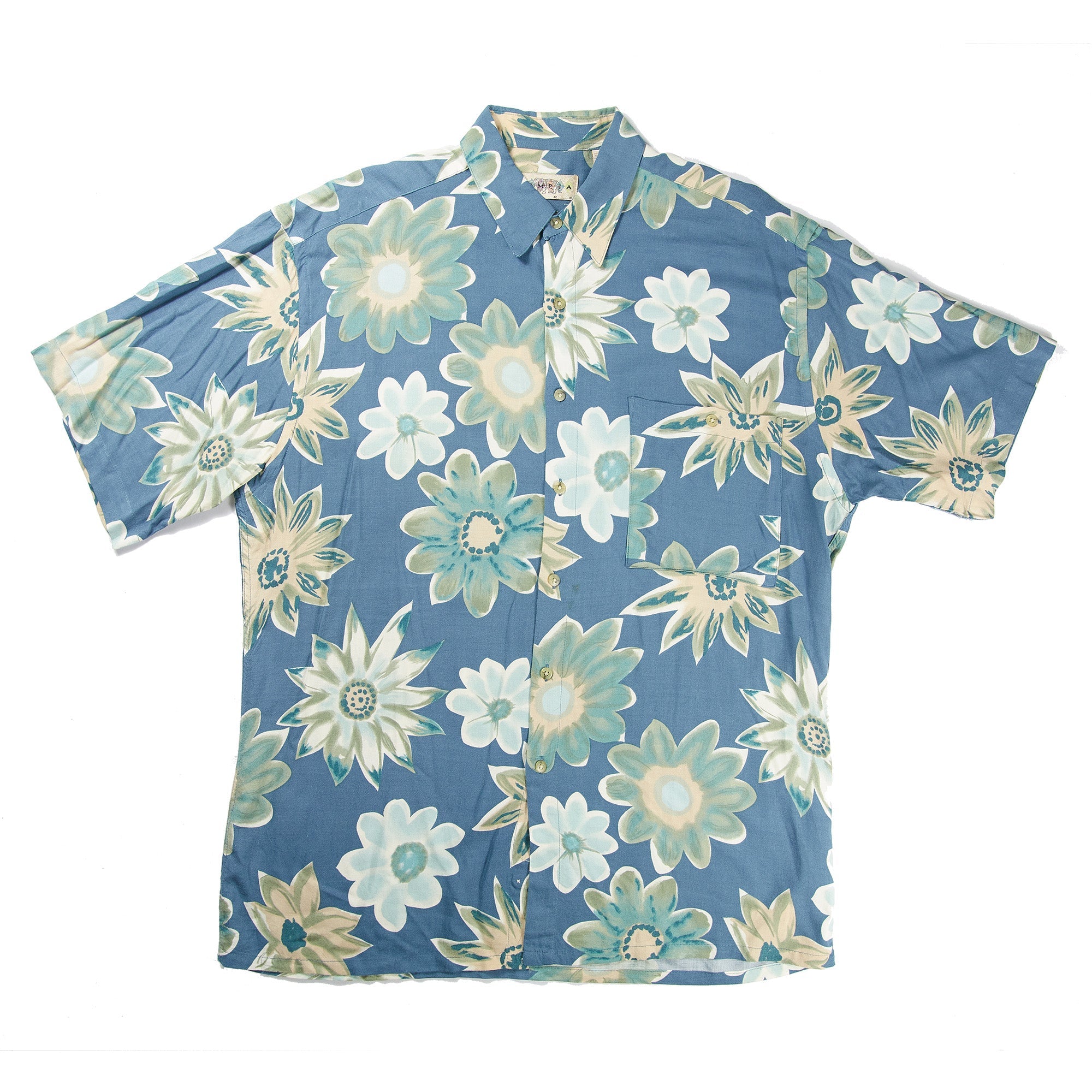 Blue Flowers Hawaiian Shirt S/S