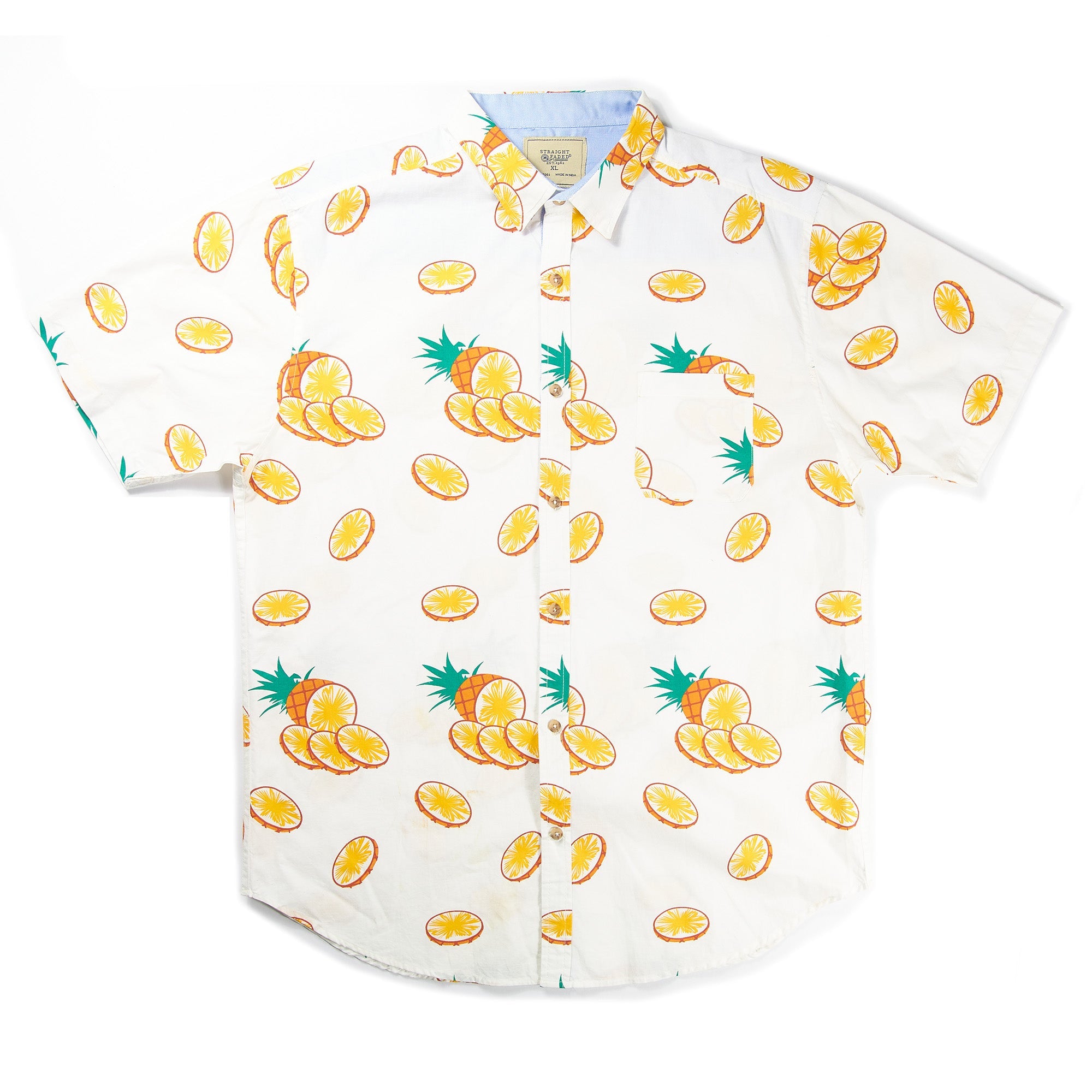White with Pineapples Hawaiian Shirt S/S