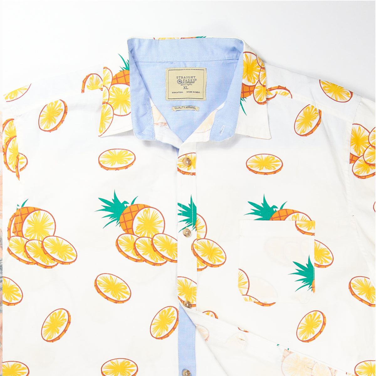 White with Pineapples Hawaiian Shirt S/S