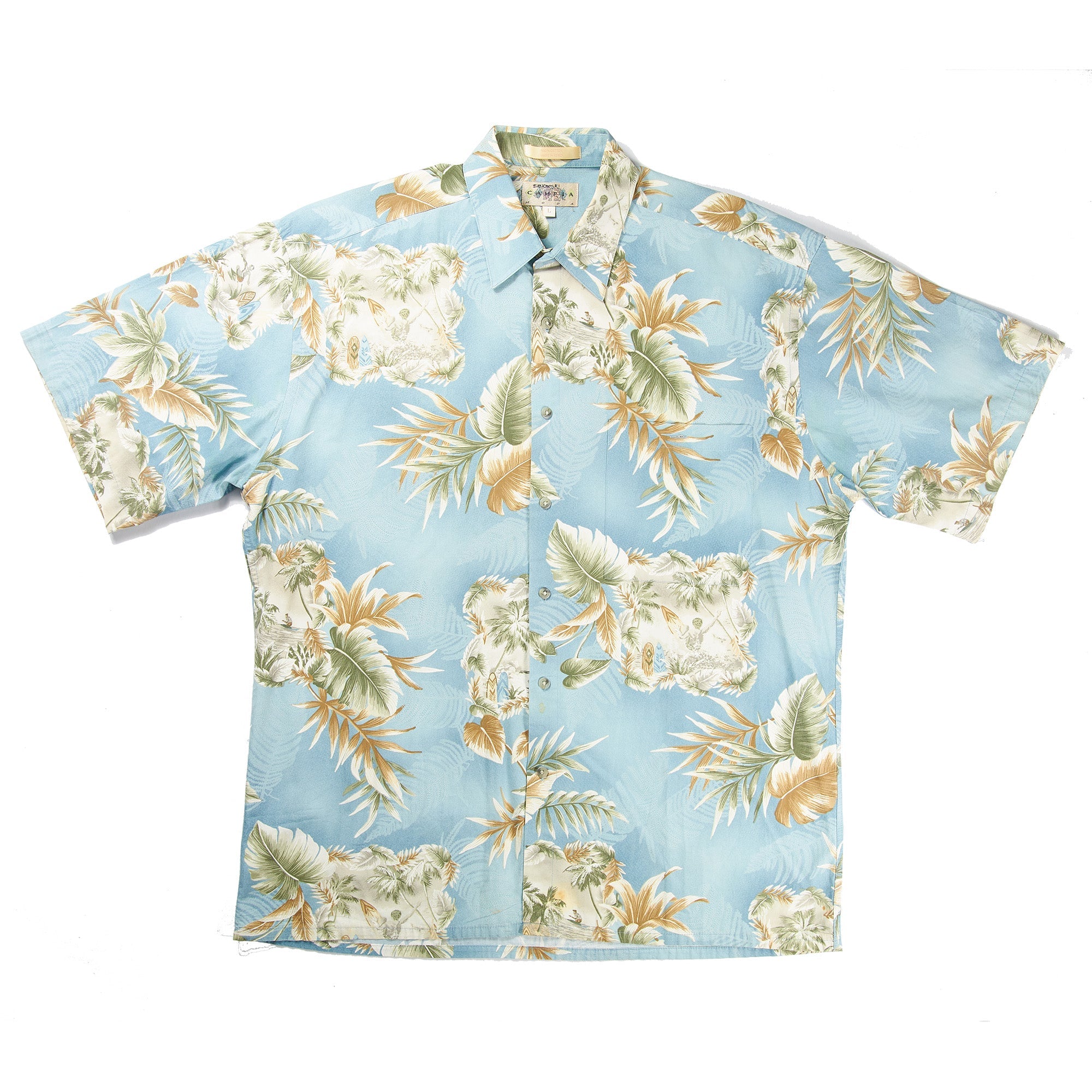 Blue Leaves and Surf Hawaiian Shirt S/S