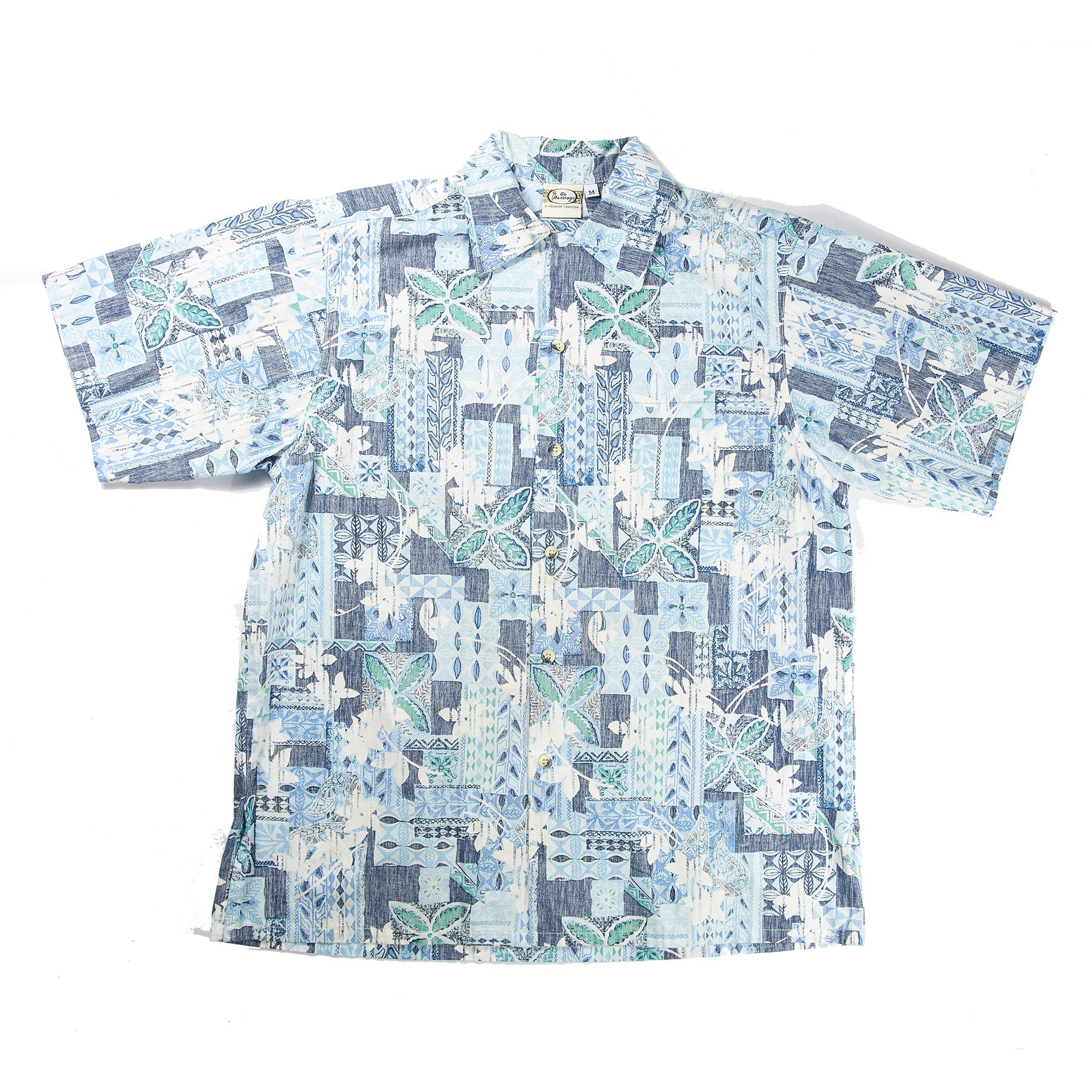 Blue Flowers and Tribal Hawaiian Shirt S/S