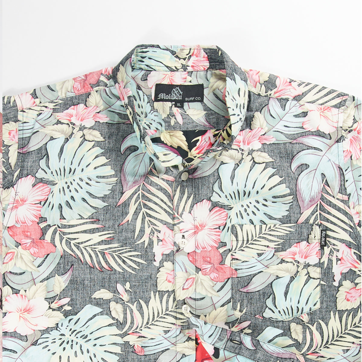 Grey Flowers Hawaiian Shirt S/S