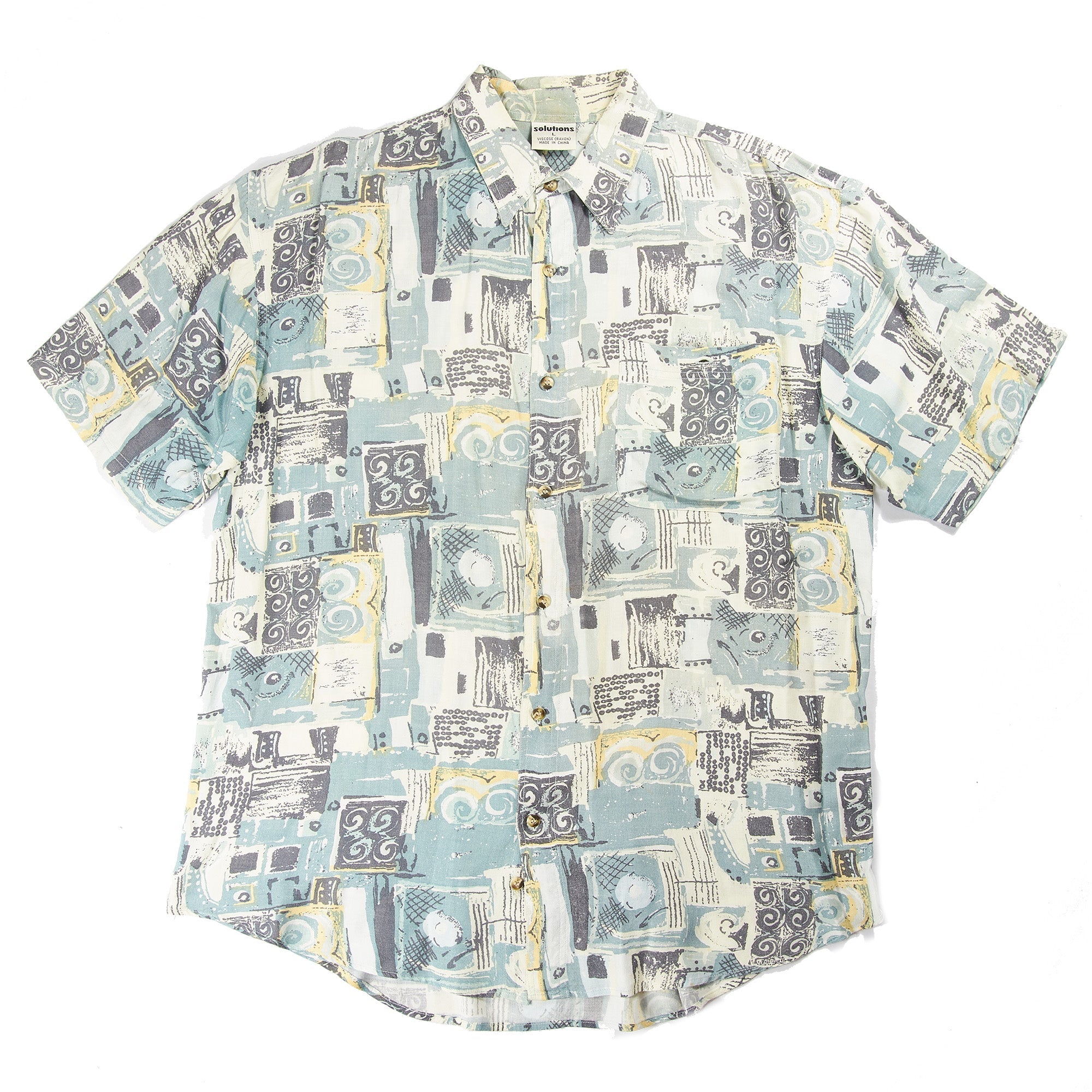 Blue and Cream Abstract Hawaiian Shirt S/S