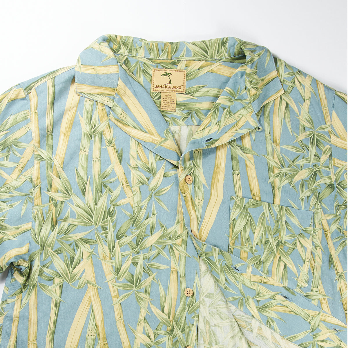 Blue Herringbone Bamboo Hawaiian Shirt S/S