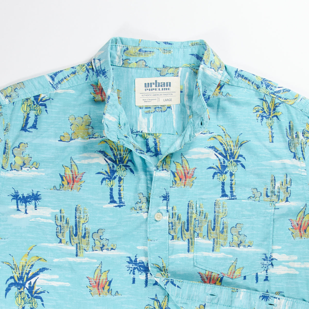 Sky Blue Cactus Hawaiian Shirt S/S