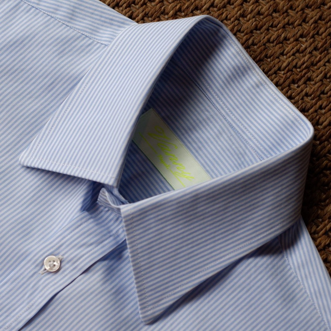 Vanny Napoli Blue White Stripe Spread Collar Shirt