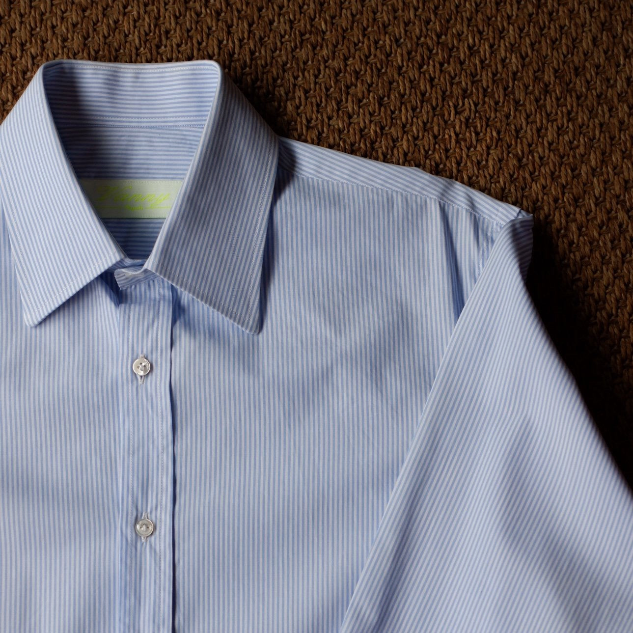 Vanny Napoli Blue White Stripe Spread Collar Shirt