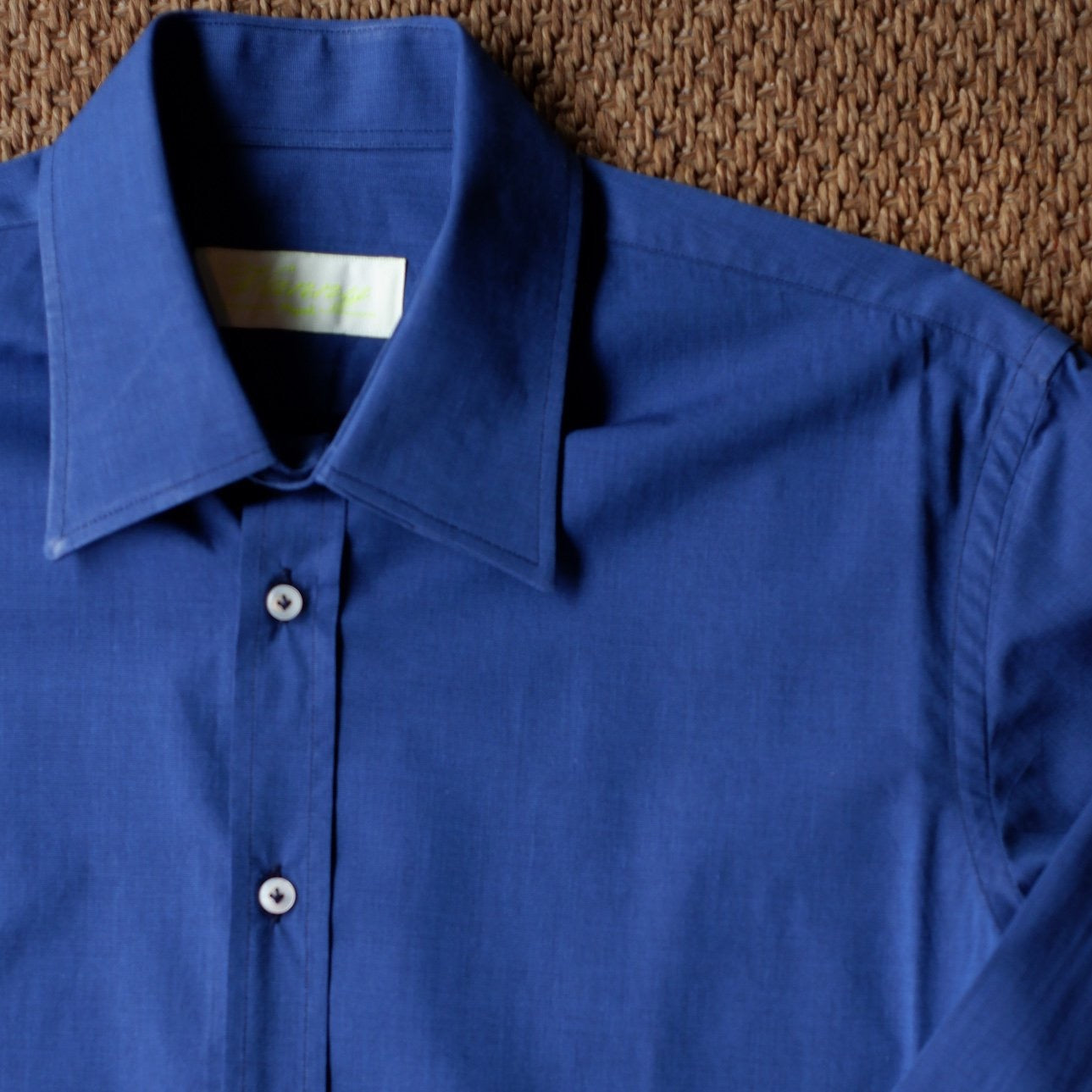Vanny Napoli Blue End on End Spread Collar Shirt