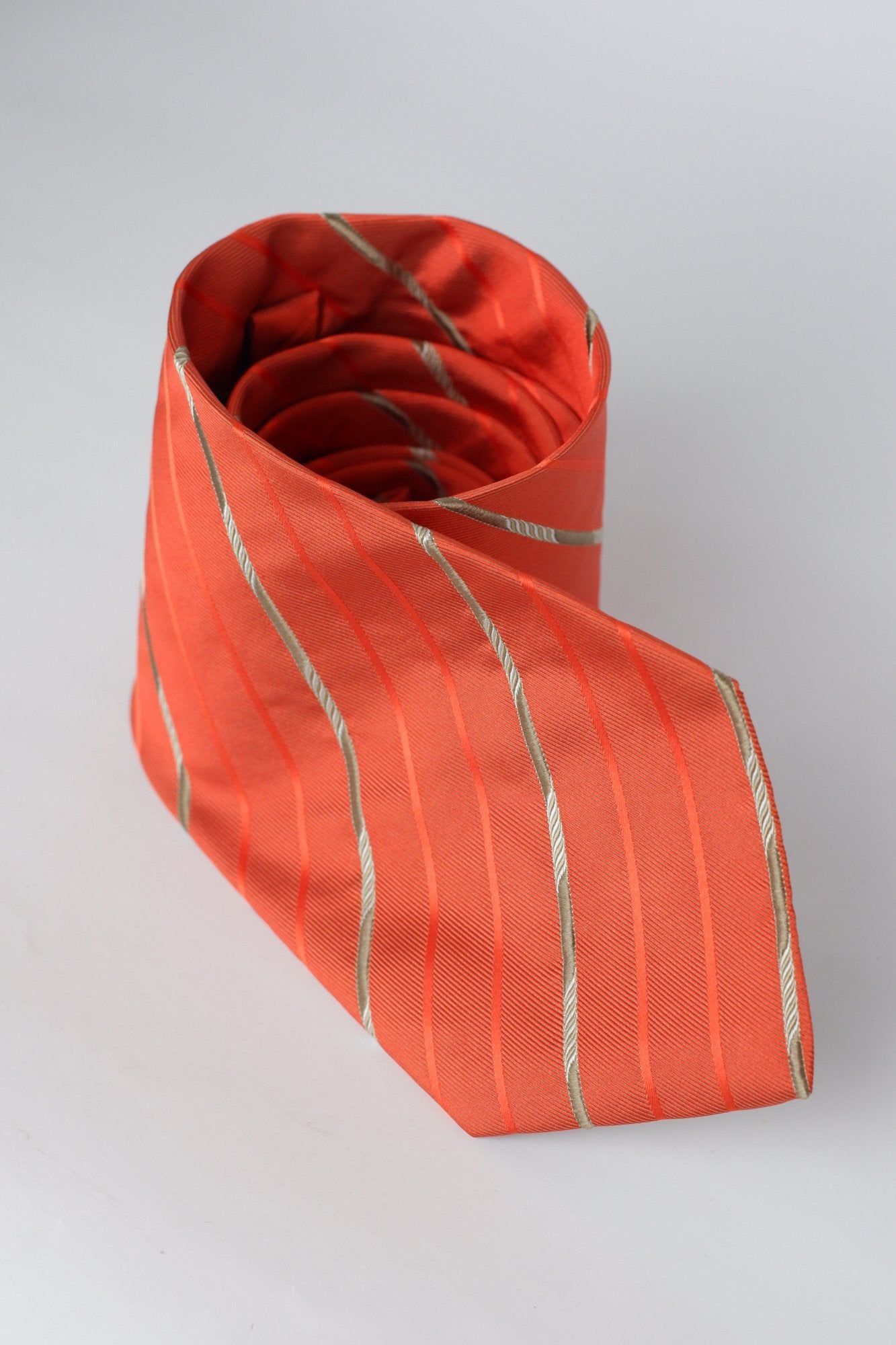 Gianfranco Ferrè Orange with Gold Stripes Necktie