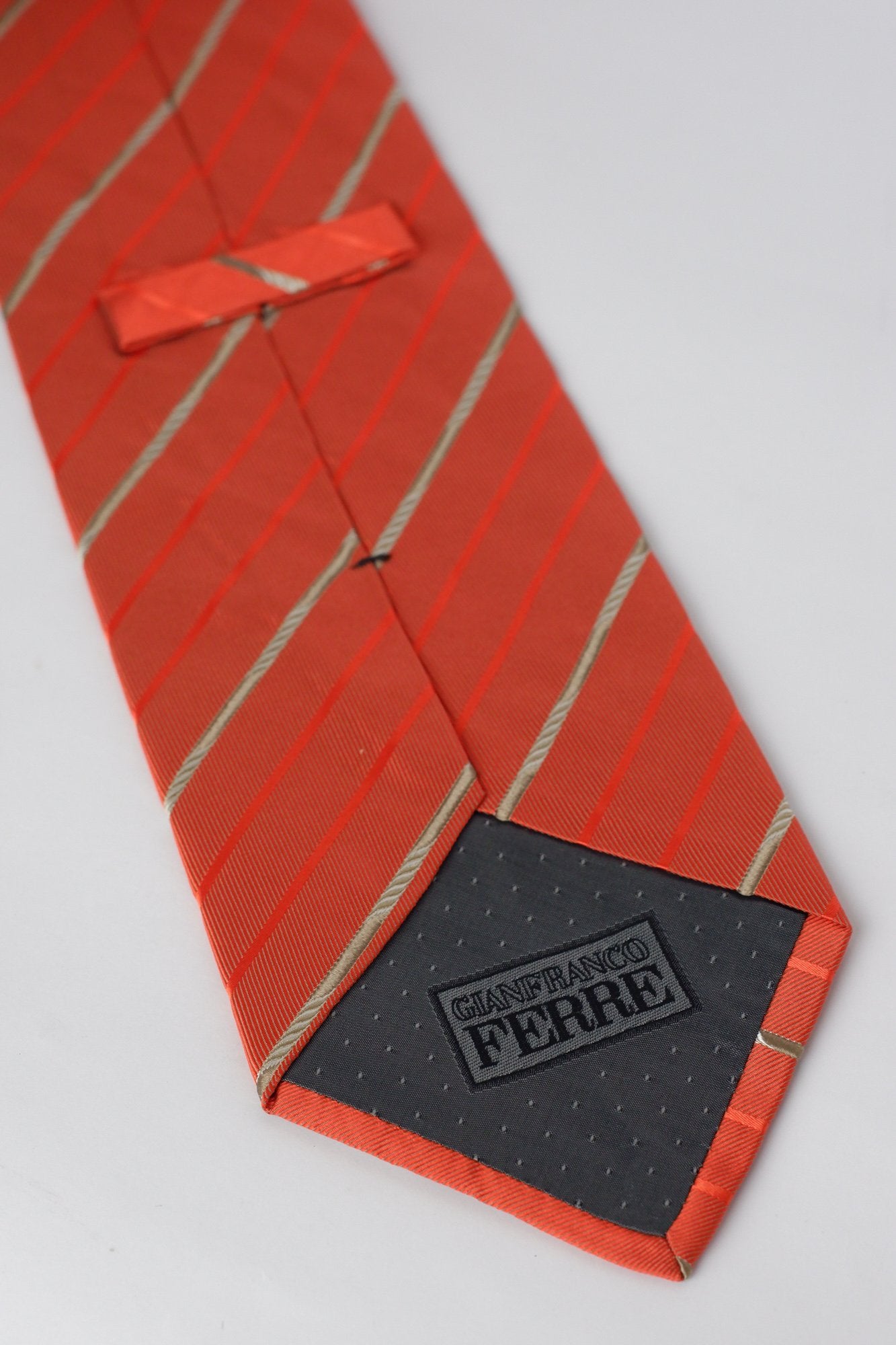 Gianfranco Ferrè Orange with Gold Stripes Necktie
