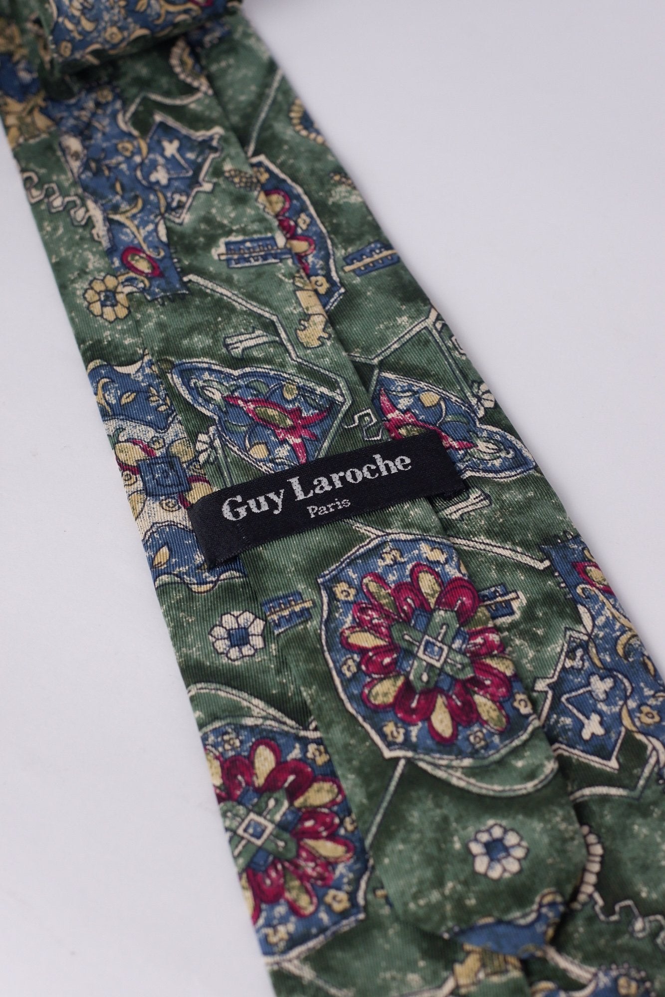 Guy Laroche Green Printed Necktie