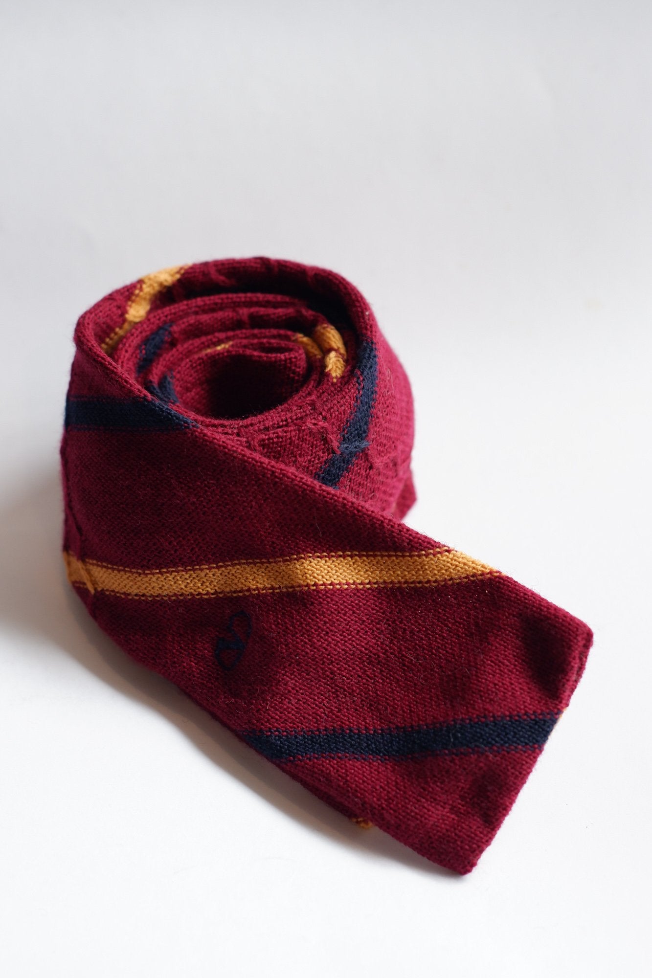 Valentino Red with Navy and Yellow Stripes Knitted Necktie