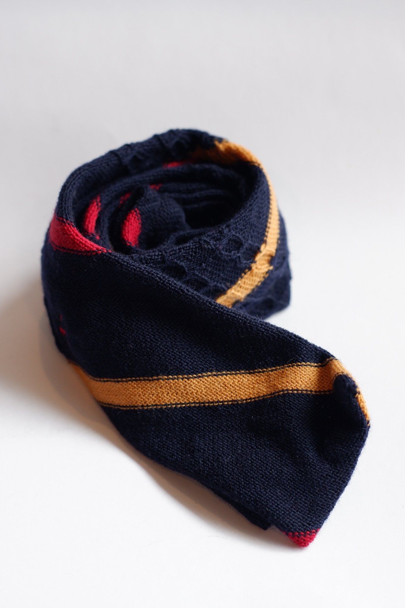 Valentino Navy with Red and Yellow Stripes Knitted Necktie