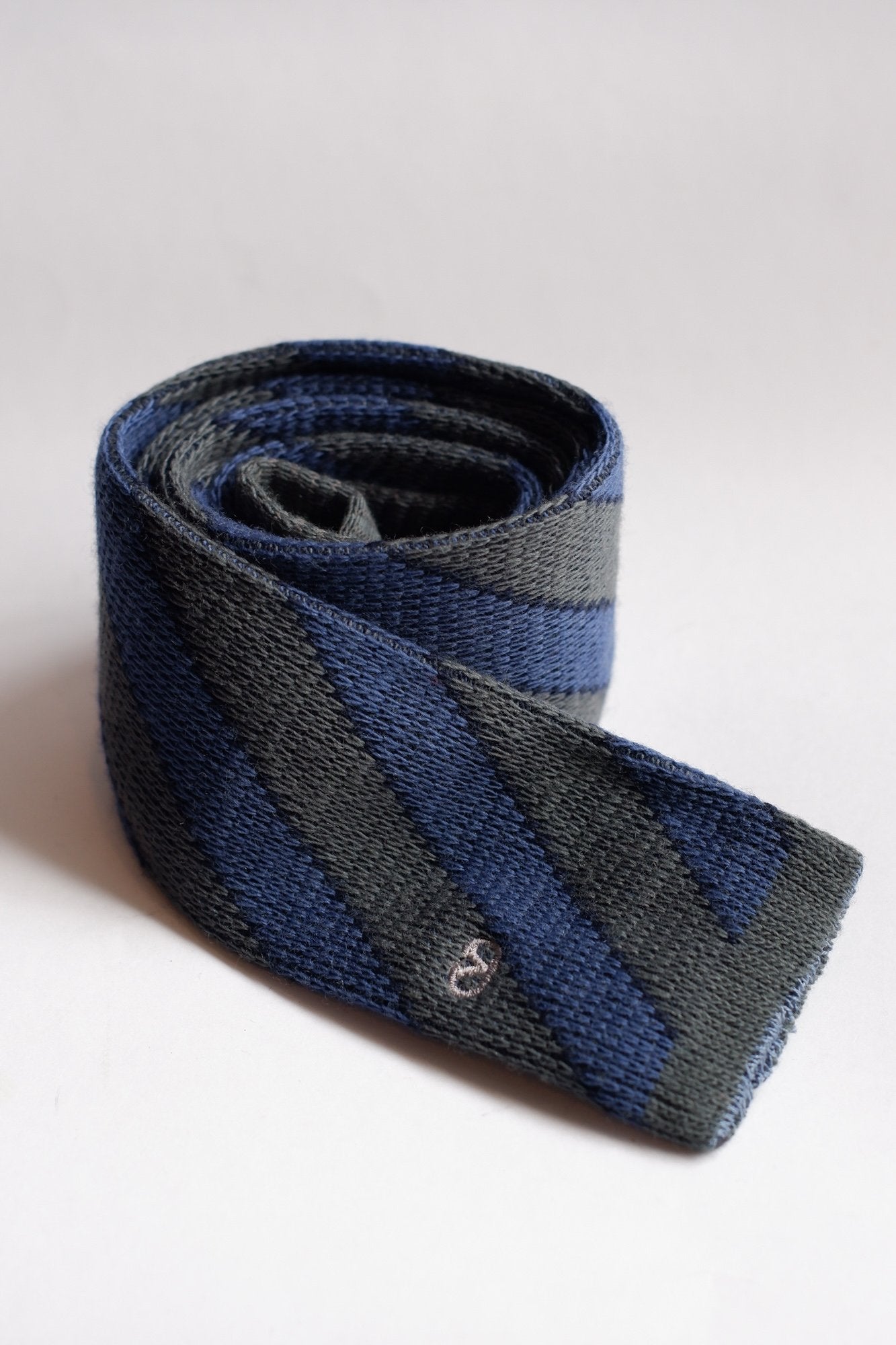 Valentino Grey and Blue Stripe Knitted Necktie