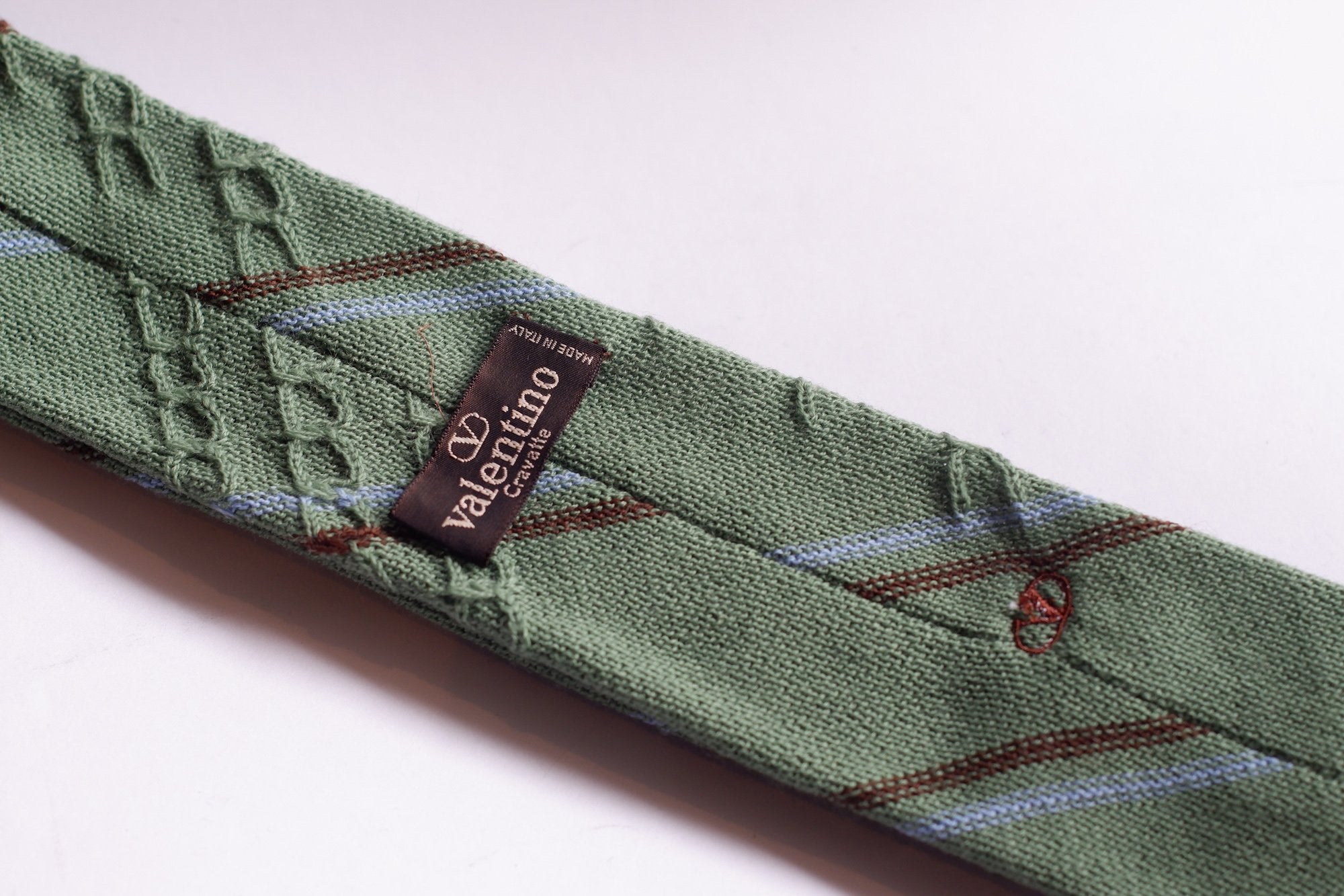 Valentino Green Stripe Knitted Necktie