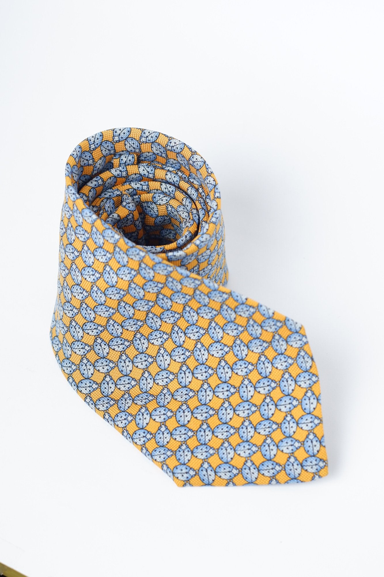 Lanolini Yellow with Blue Ladybug Necktie
