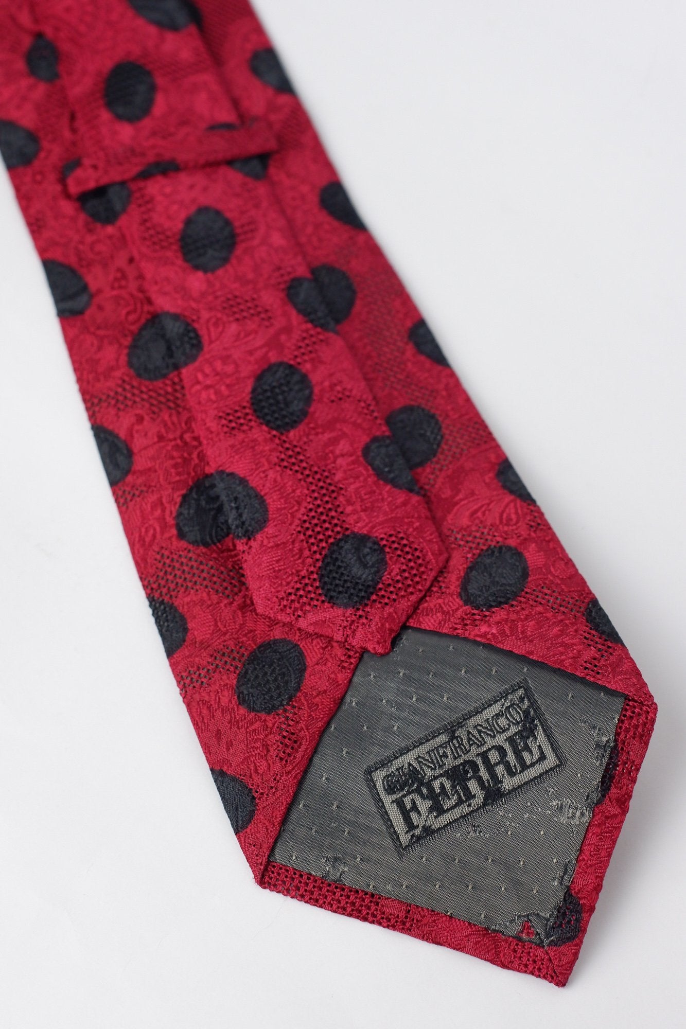 Gianfranco Ferrè Red with Black Dots Printed Necktie