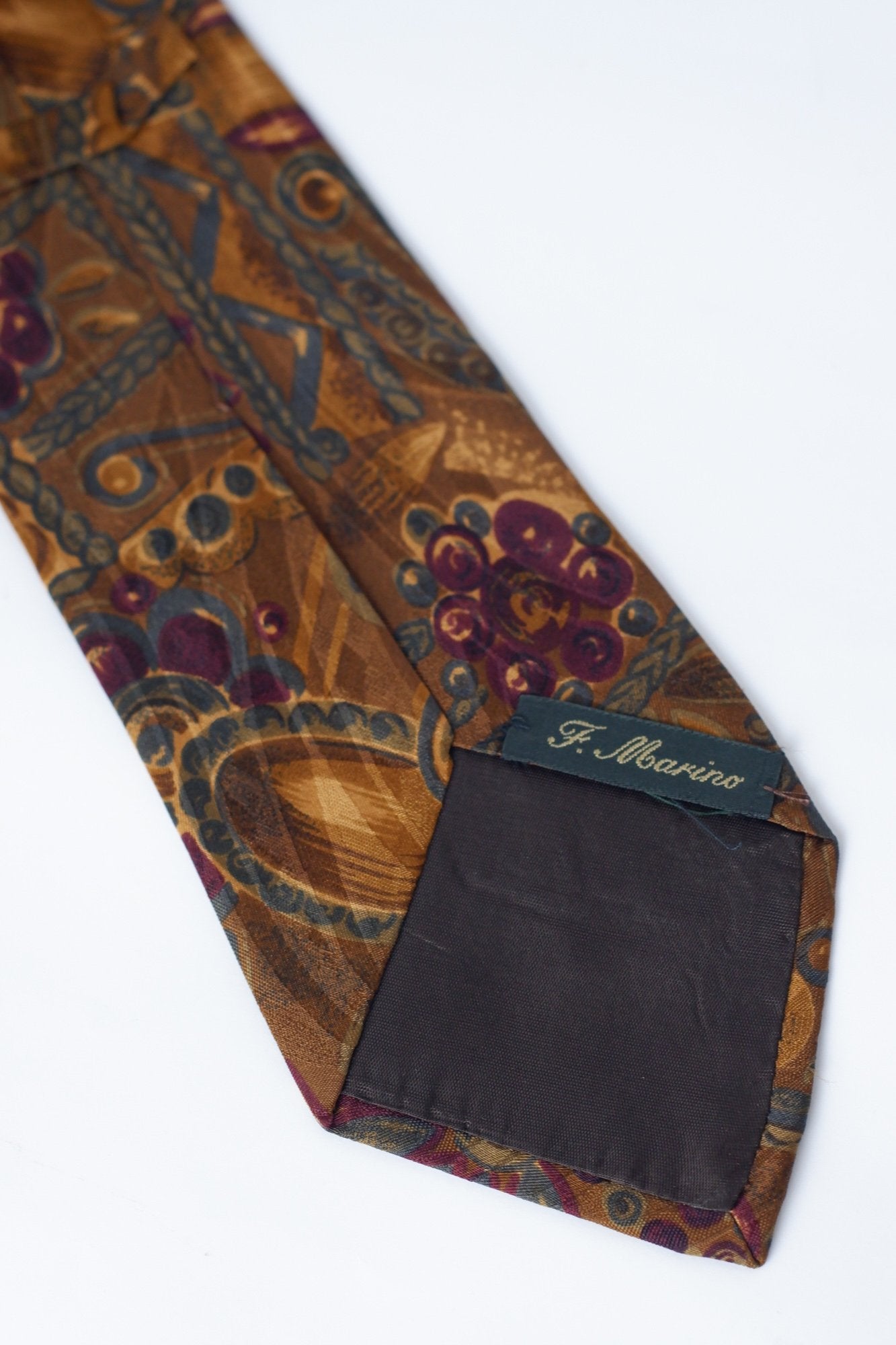 F. Marino Napoli Gold Purple Printed Necktie