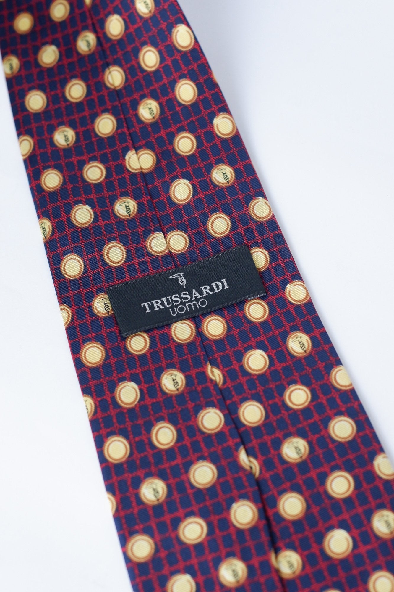 Trussardi Navy and Yellow Dots Necktie