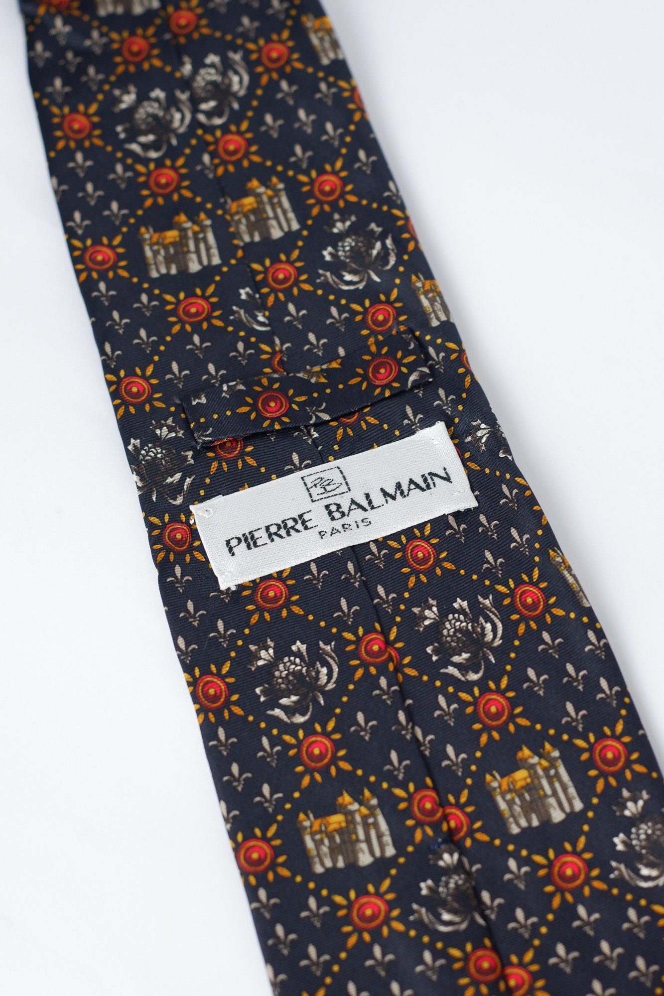 Pierre Balmain Navy Medieval Printed Necktie