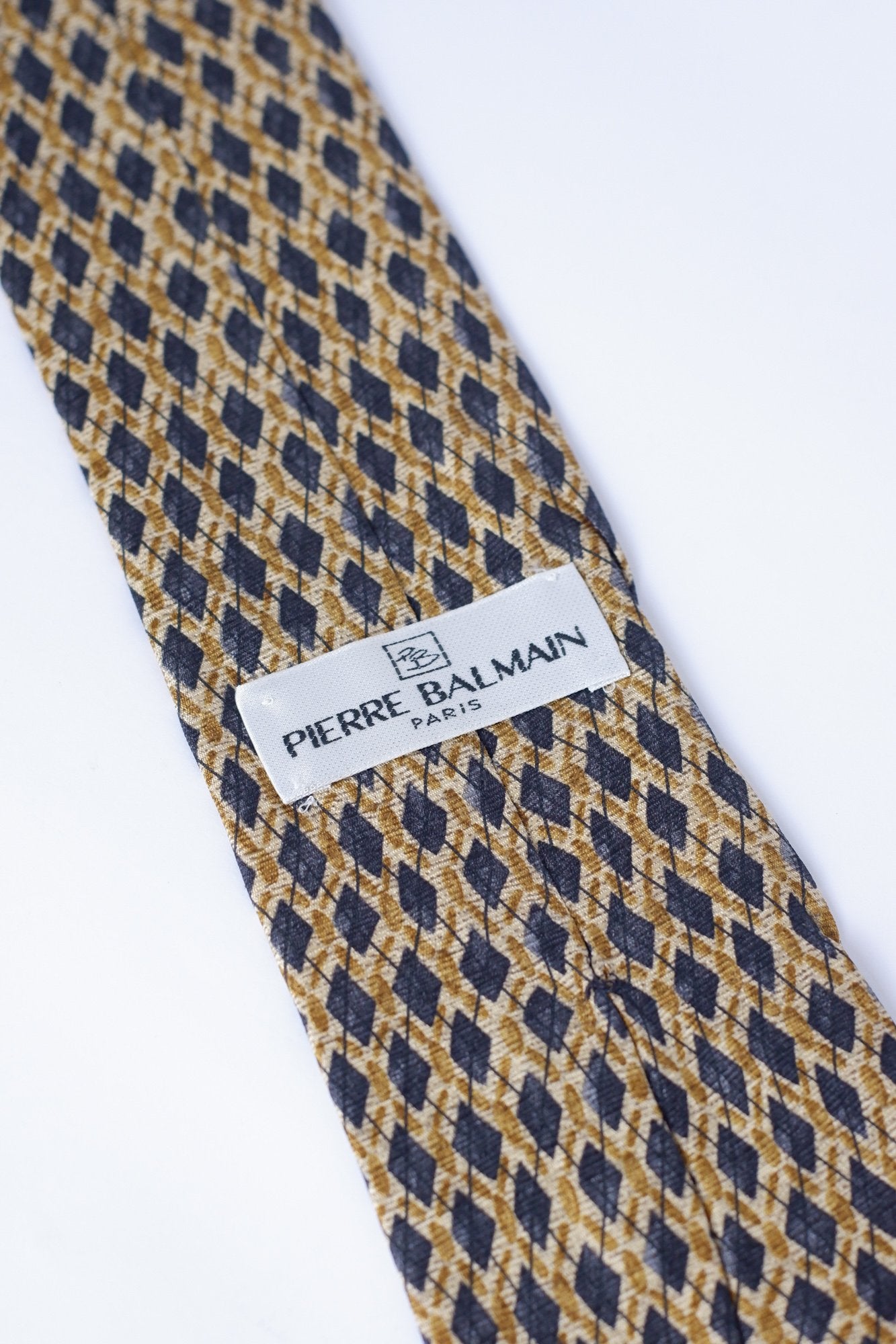Pierre Balmain Yellow and Navy Diamonds Printed Necktie